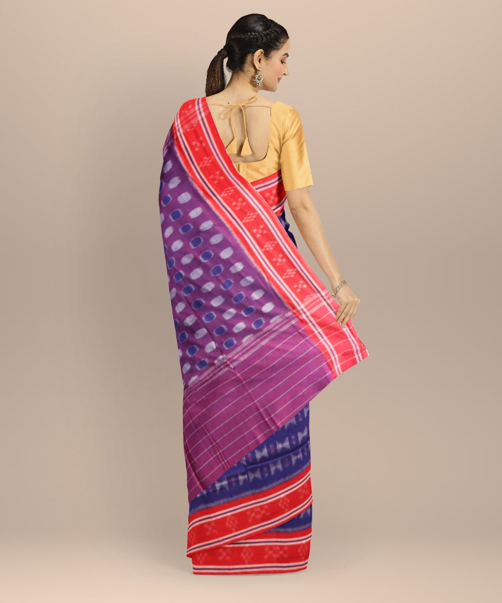 Navy blue dark red cotton handloom nuapatna saree