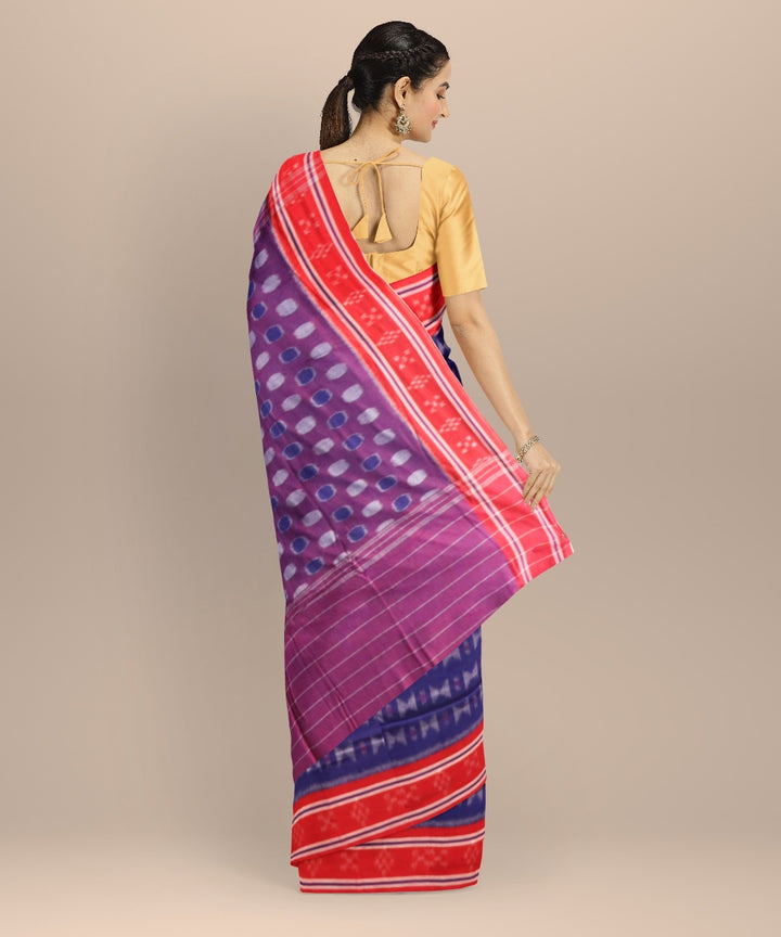 Navy blue dark red cotton handloom nuapatna saree