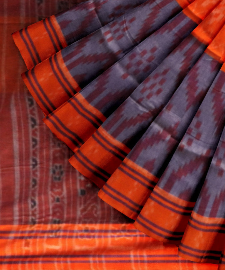 Multicolor orange cotton handloom nuapatna saree