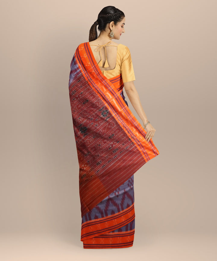 Multicolor orange cotton handloom nuapatna saree