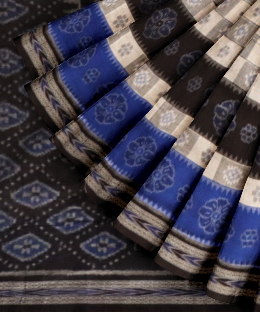 Multicolor black cotton handloom nuapatna saree