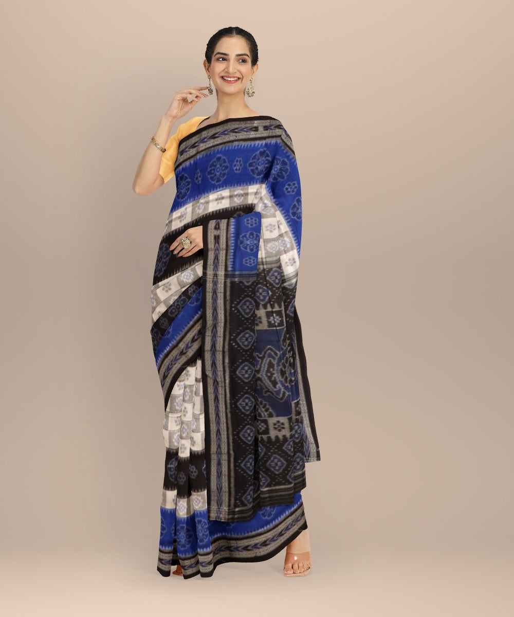 Multicolor black cotton handloom nuapatna saree