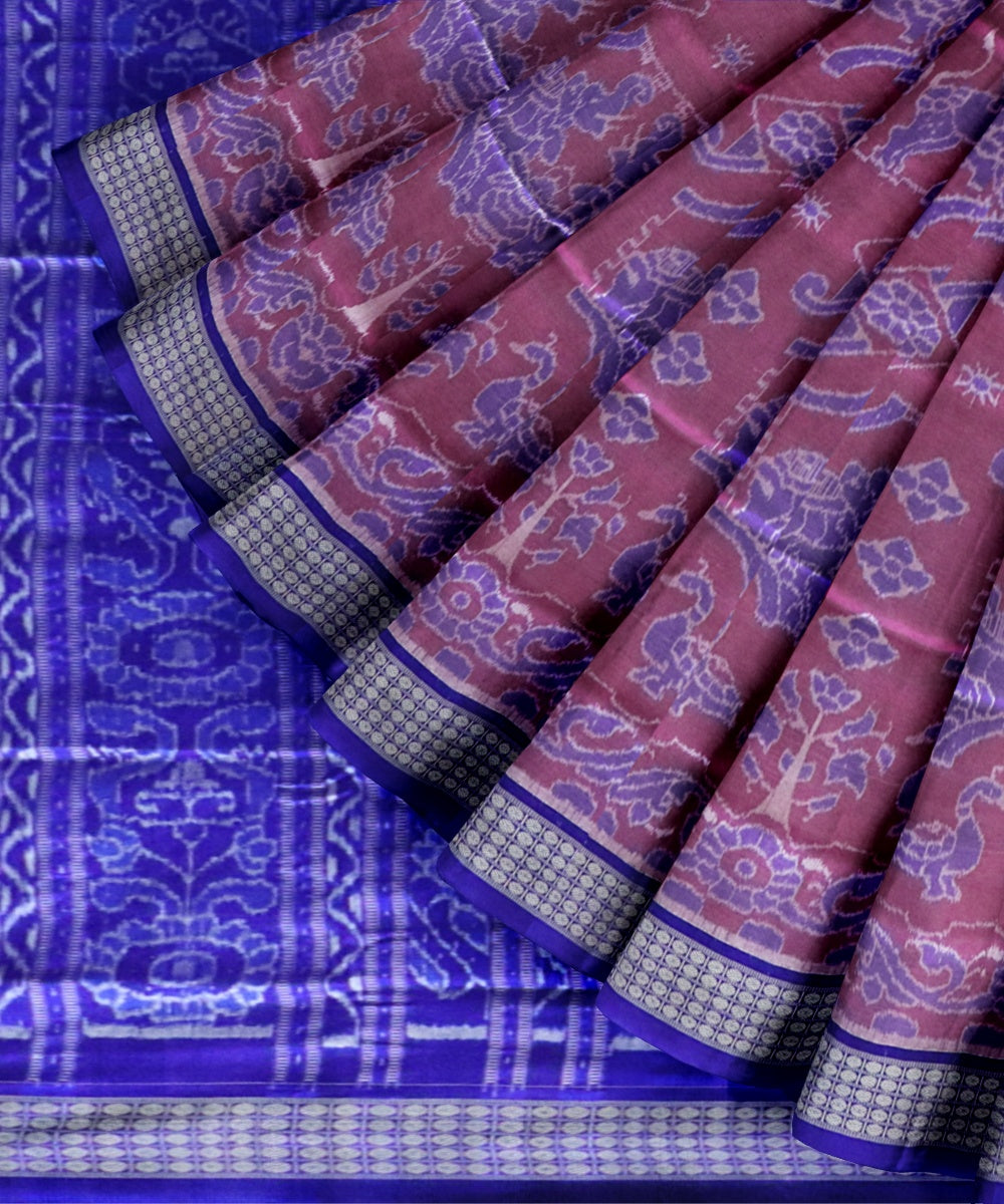 Pink duke blue silk handloom sambalpuri saree
