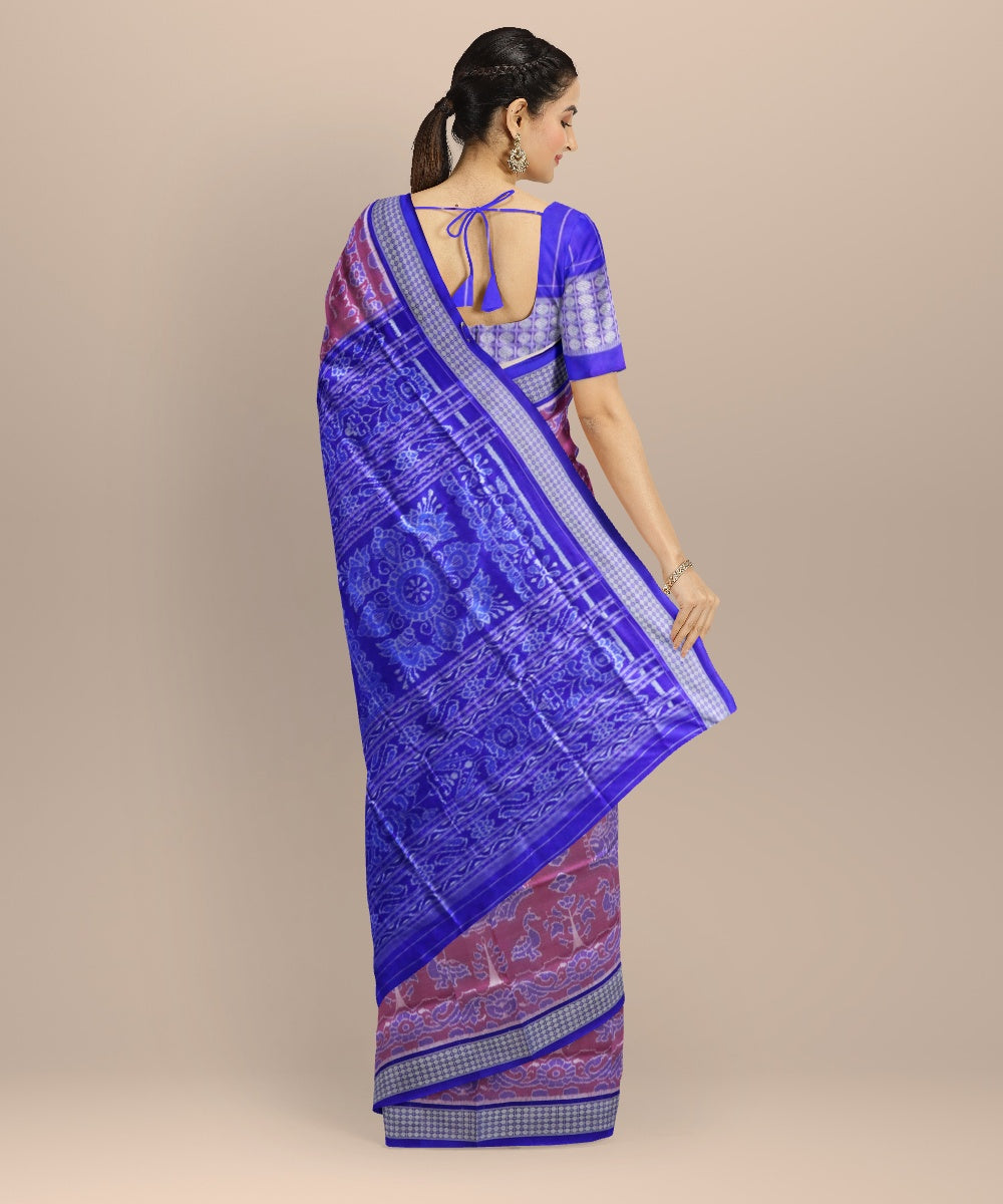 Pink duke blue silk handloom sambalpuri saree