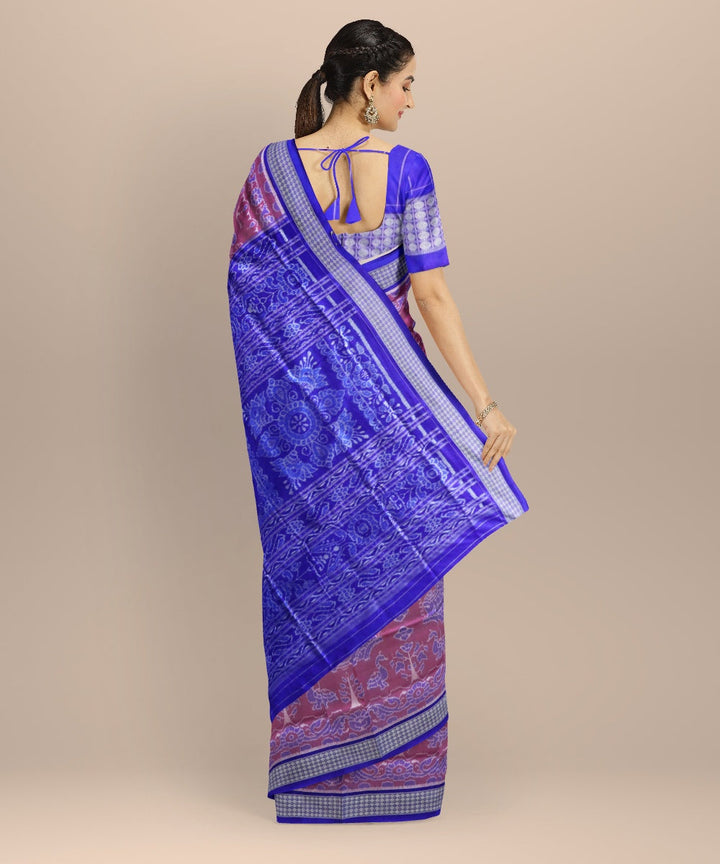 Pink duke blue silk handloom sambalpuri saree
