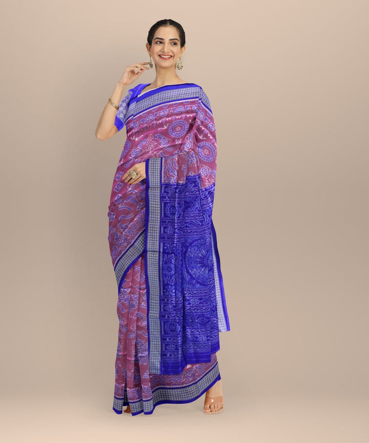 Pink duke blue silk handloom sambalpuri saree