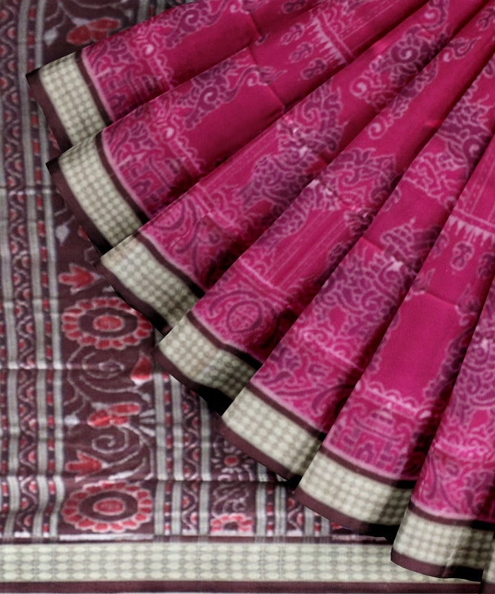 Dark Raspberry & claret silk handloom sambalpuri saree