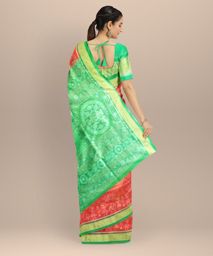 Red forest green silk handloom sambalpuri saree