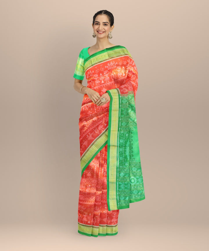 Red forest green silk handloom sambalpuri saree