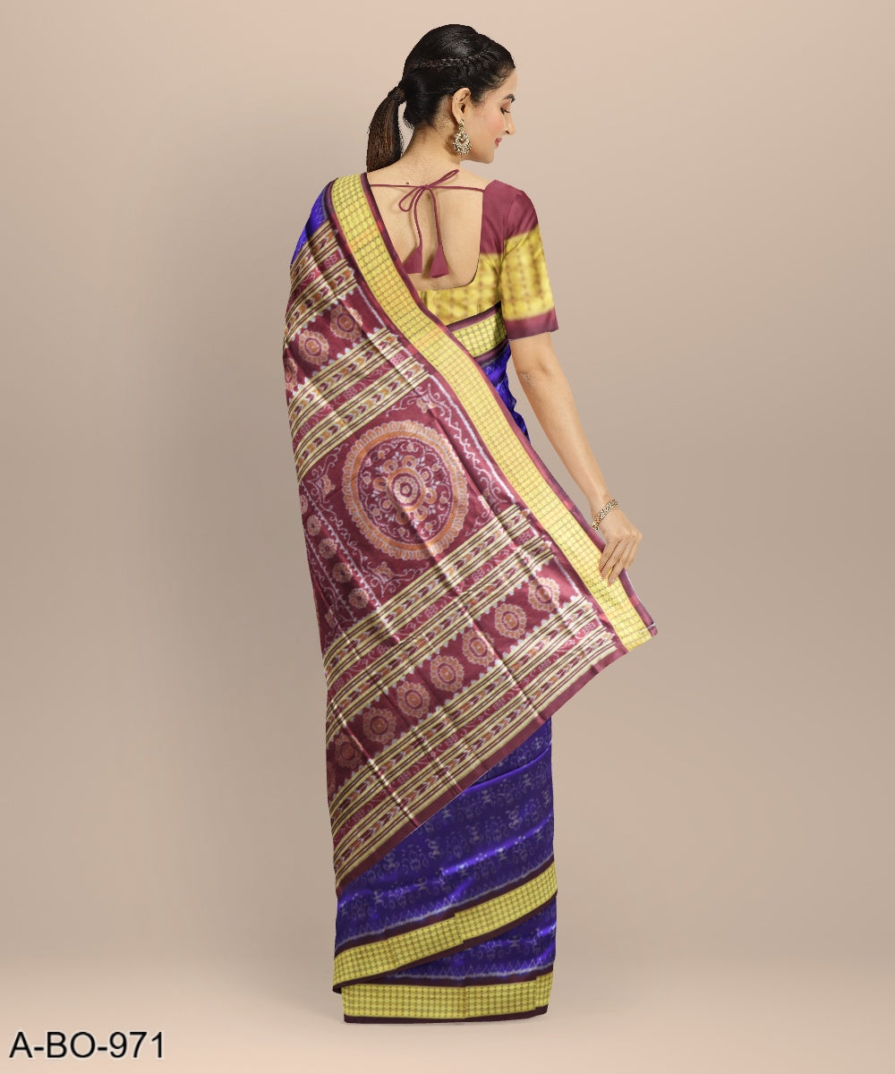 Navy blue coffee silk handloom sambalpuri saree