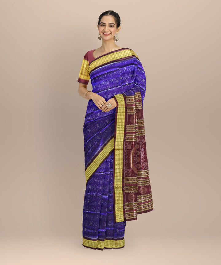 Navy blue coffee silk handloom sambalpuri saree