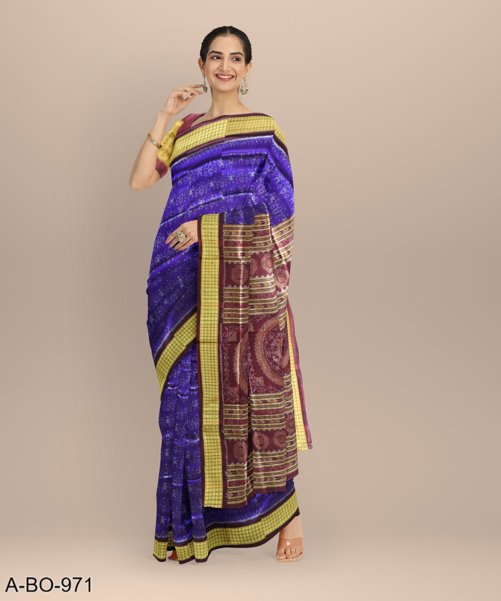 Navy blue coffee silk handloom sambalpuri saree