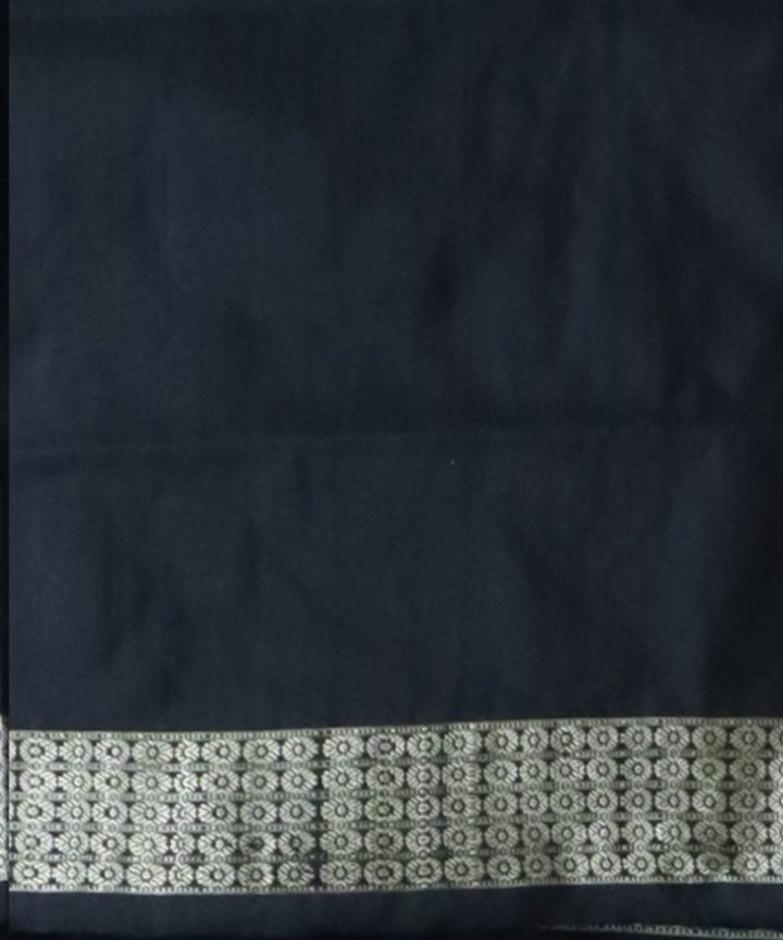 Navy blue black silk handloom bomkai saree