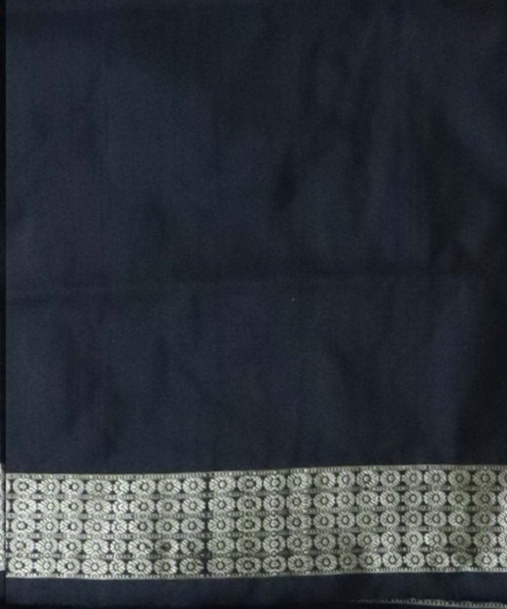 Navy blue black silk handloom bomkai saree