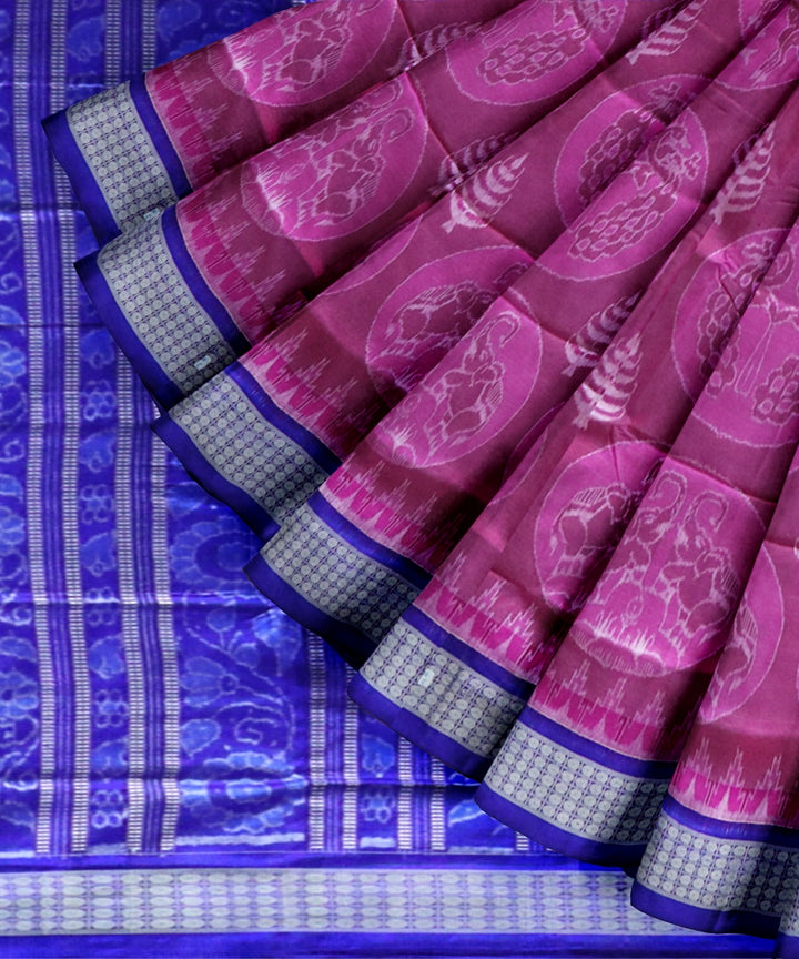 Multicolor duke blue silk handloom sambalpuri saree