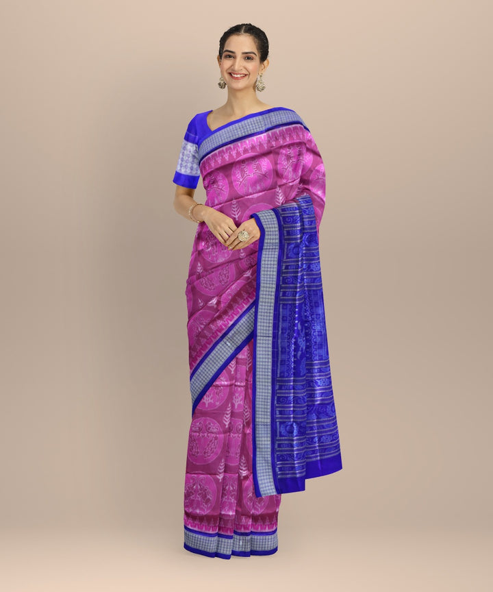 Multicolor duke blue silk handloom sambalpuri saree