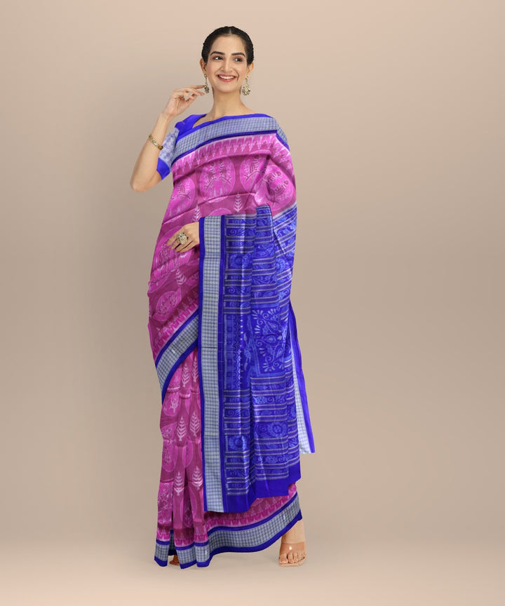 Multicolor duke blue silk handloom sambalpuri saree