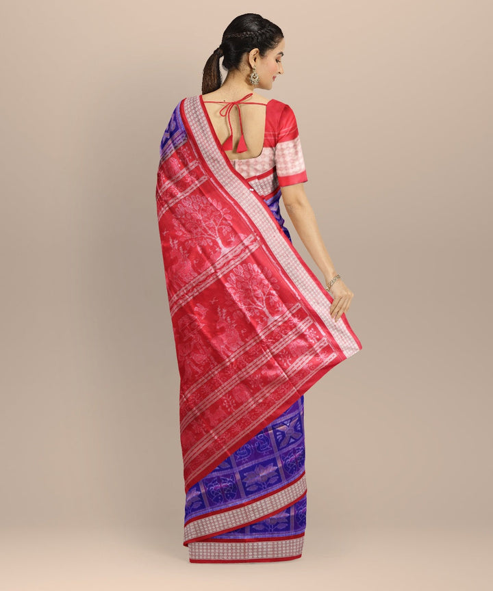 Multicolor dark red silk handloom sambalpuri saree