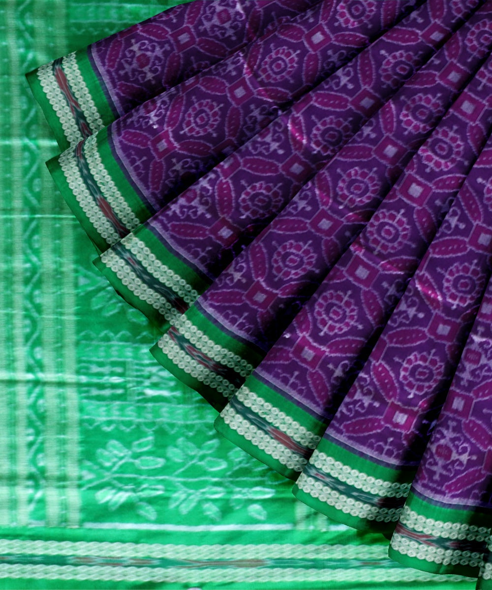 Lavender dark pastel green silk handloom sambalpuri saree