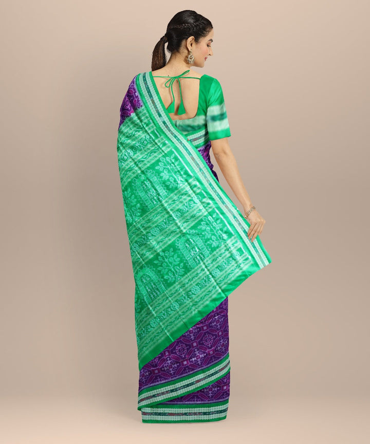 Lavender dark pastel green silk handloom sambalpuri saree