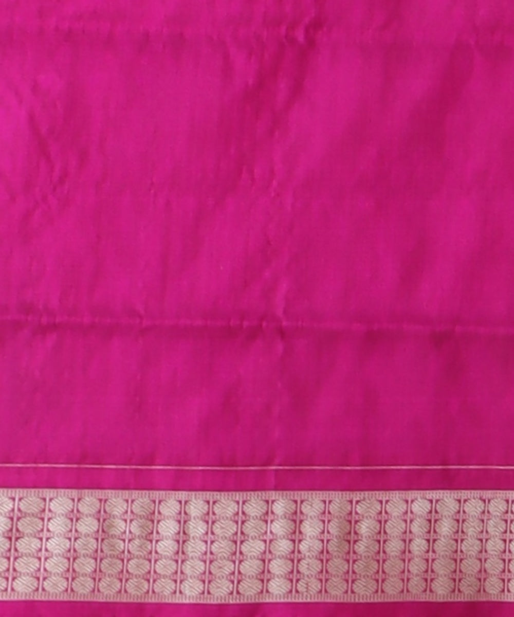 Dark green pink fuschia silk handloom sambalpuri saree