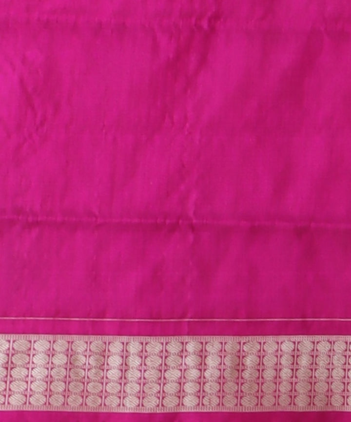Dark green pink fuschia silk handloom sambalpuri saree