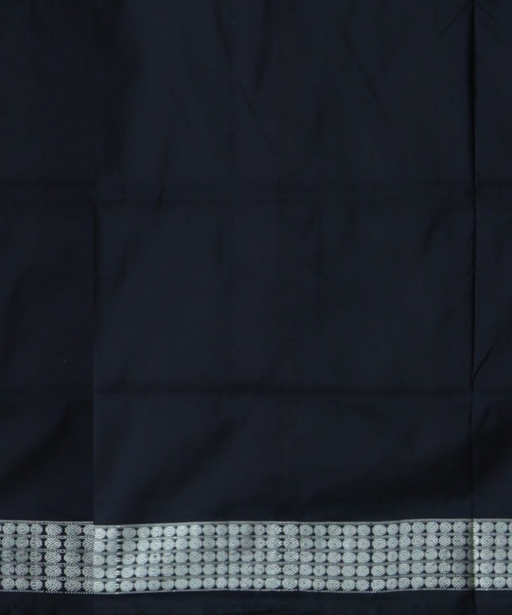 Cream black silk handloom bomkai saree