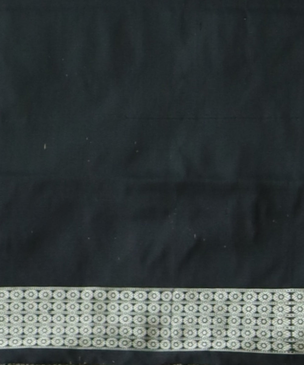 Dark green black silk handloom bomkai saree