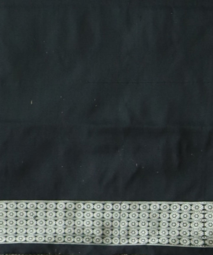 Dark green black silk handloom bomkai saree