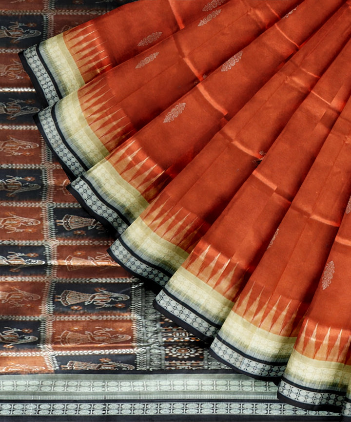 Brown black silk handloom bomkai saree