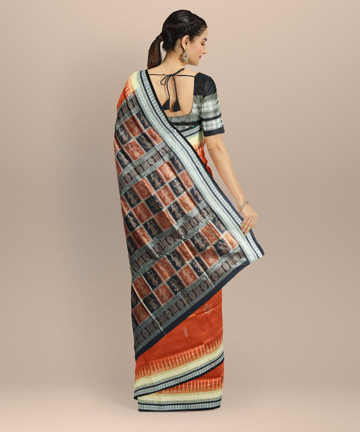 Brown black silk handloom bomkai saree