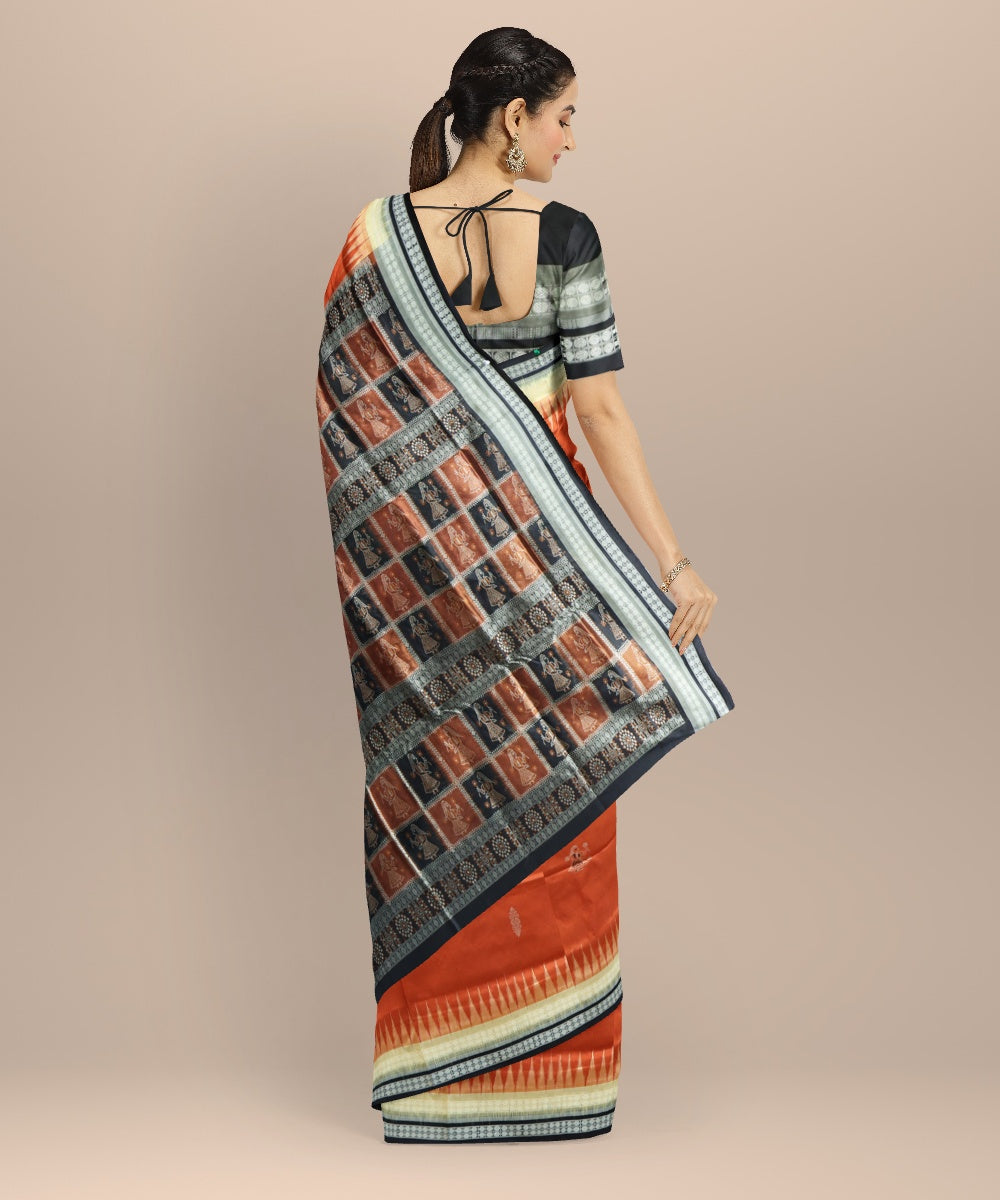 Brown black silk handloom bomkai saree