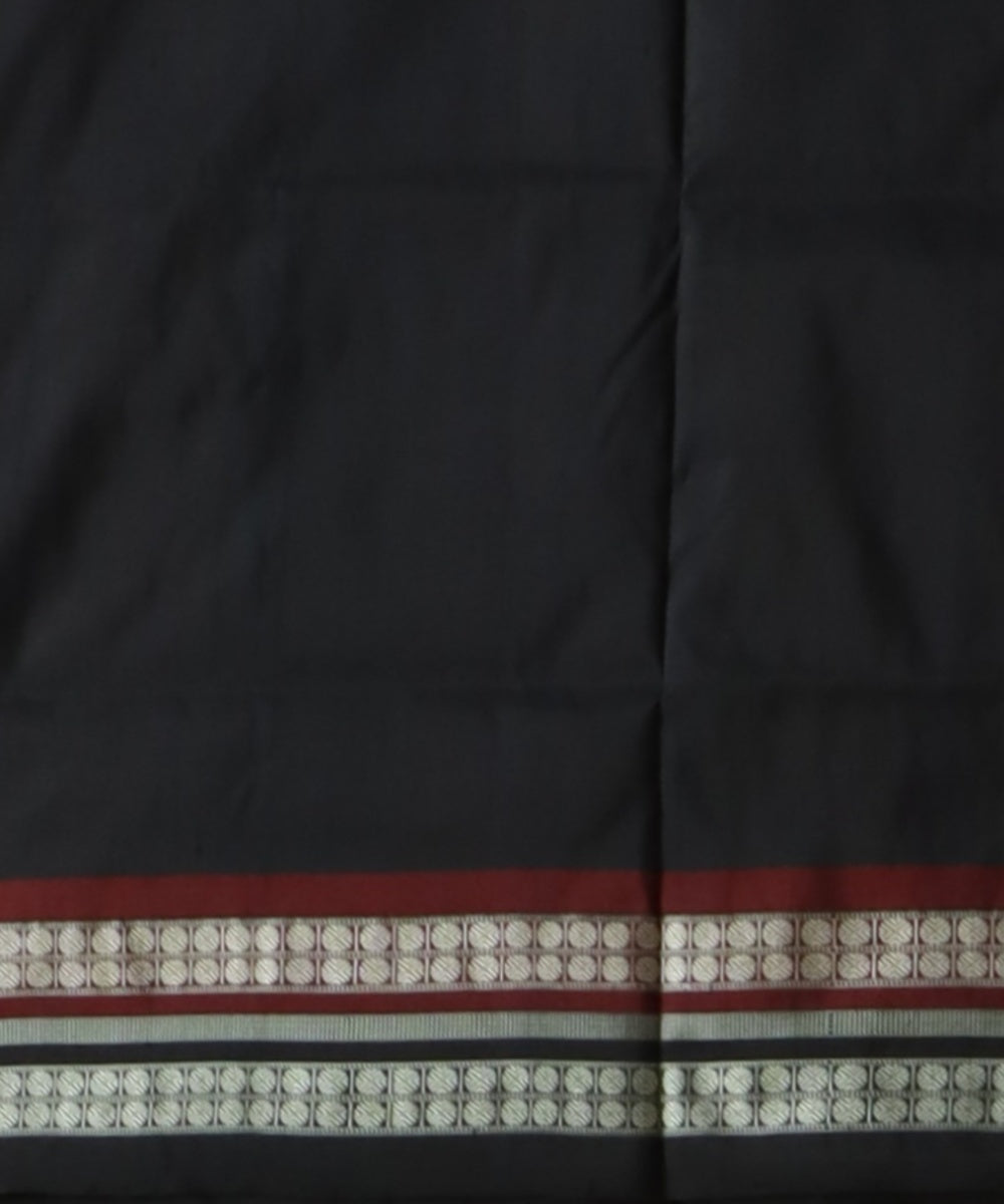 Yellow black silk handloom bomkai saree