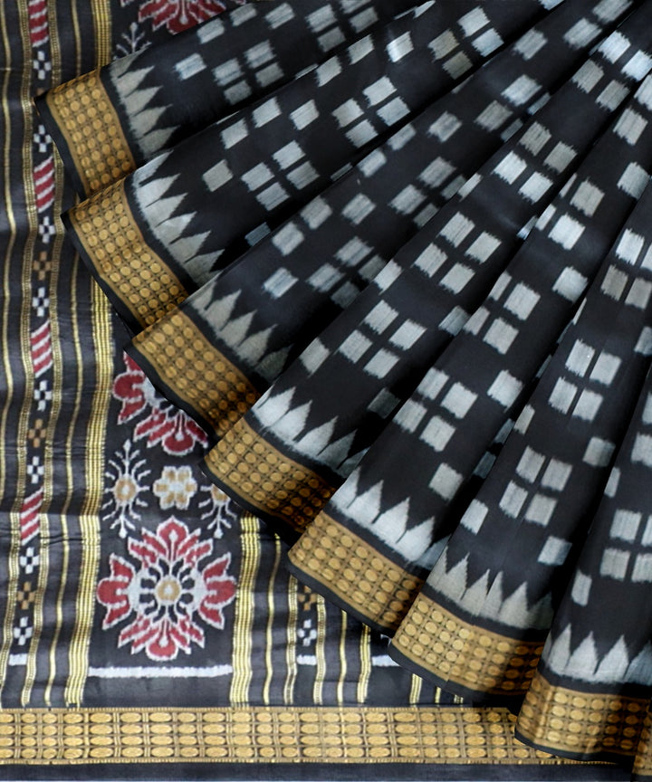 Black black silk handloom khandua saree