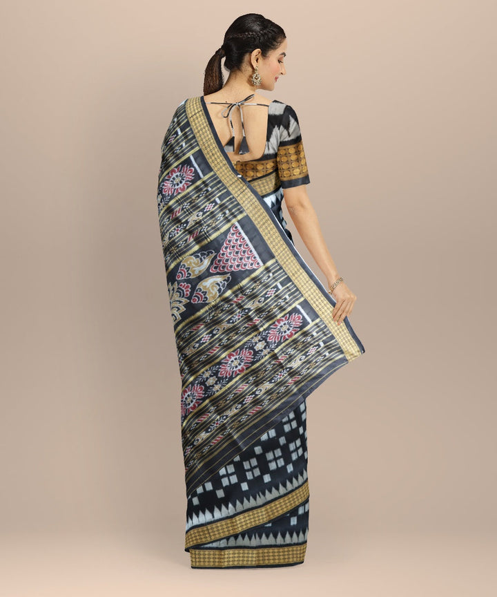 Black black silk handloom khandua saree