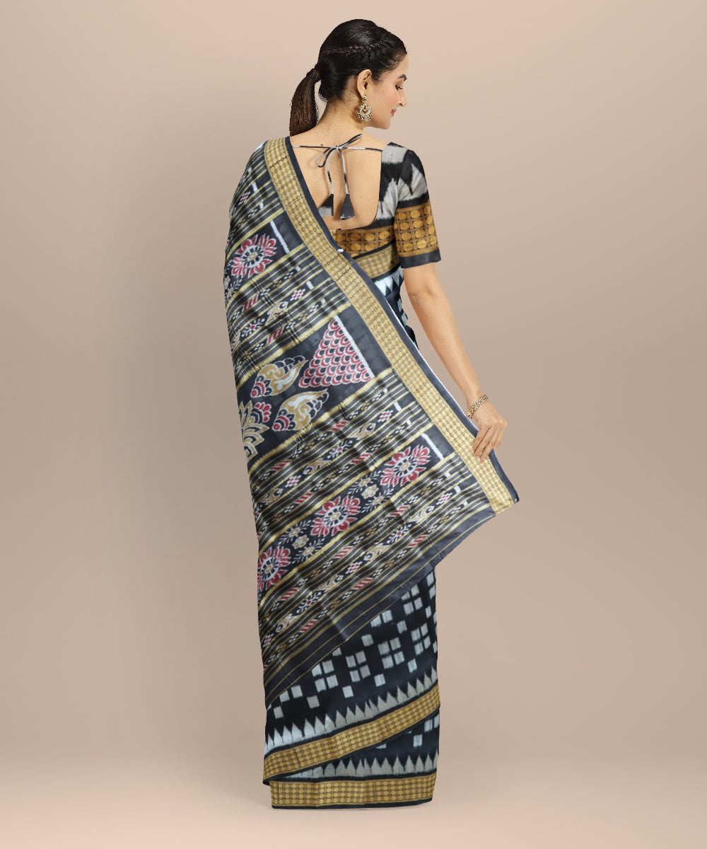 Black black silk handloom khandua saree