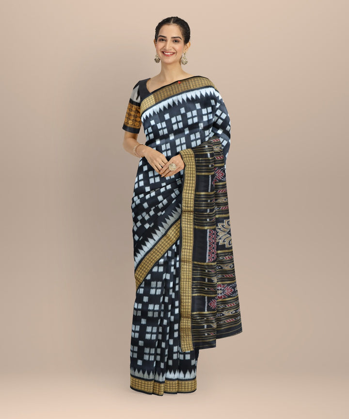 Black black silk handloom khandua saree