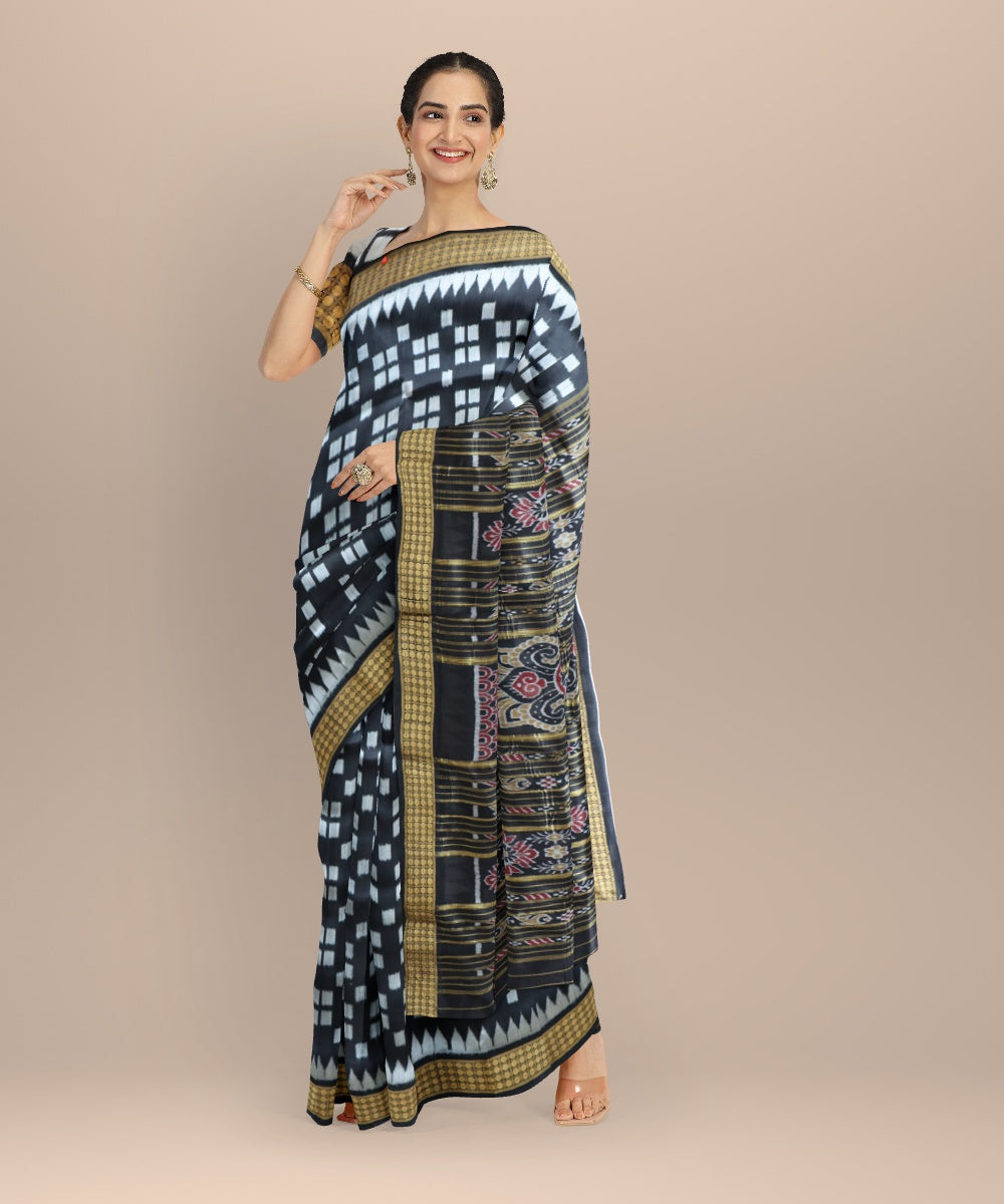 Black black silk handloom khandua saree