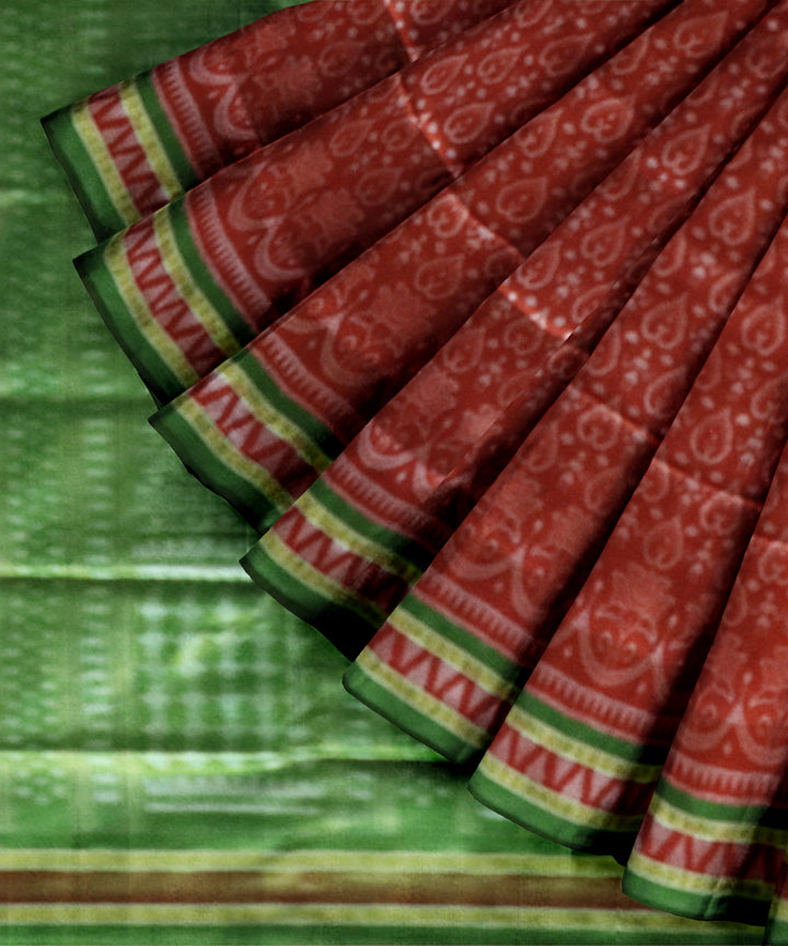 Brown olive green silk handloom sambalpuri saree