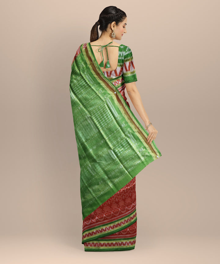 Brown olive green silk handloom sambalpuri saree
