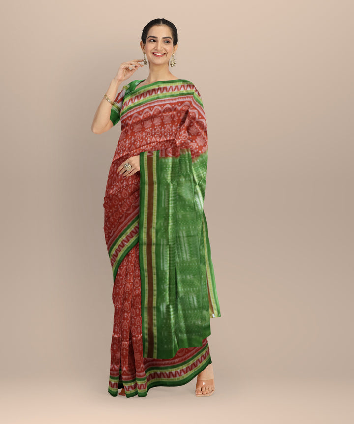 Brown olive green silk handloom sambalpuri saree