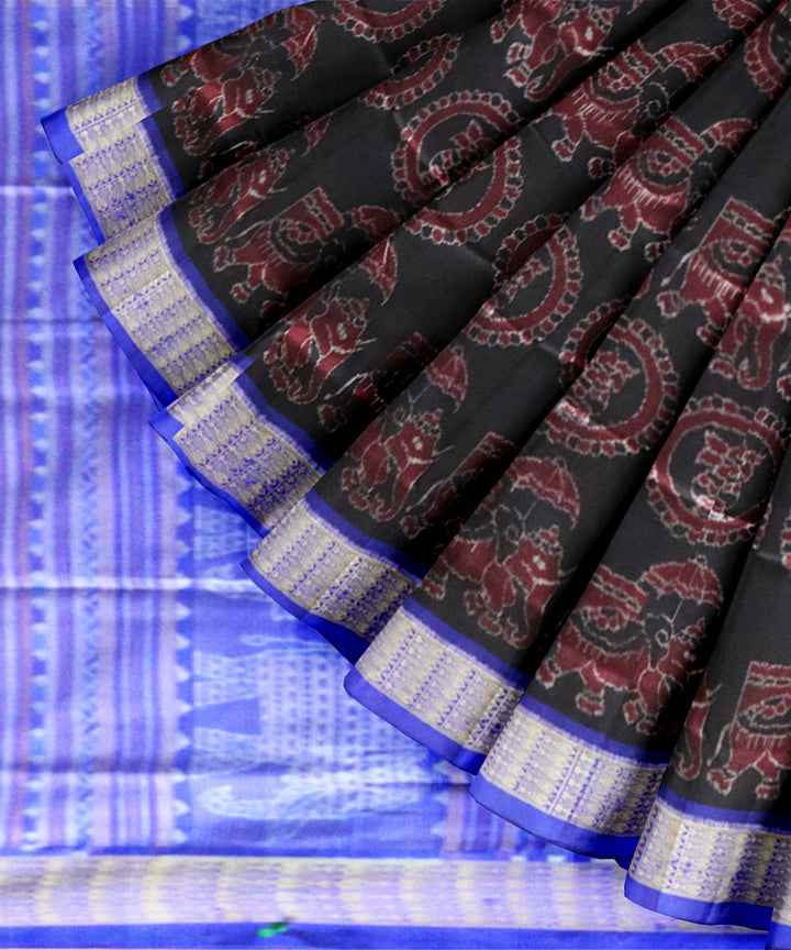 Black dark blue silk handloom sambalpuri saree