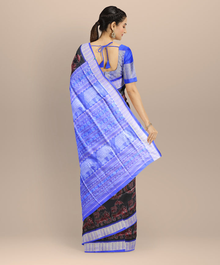 Black dark blue silk handloom sambalpuri saree