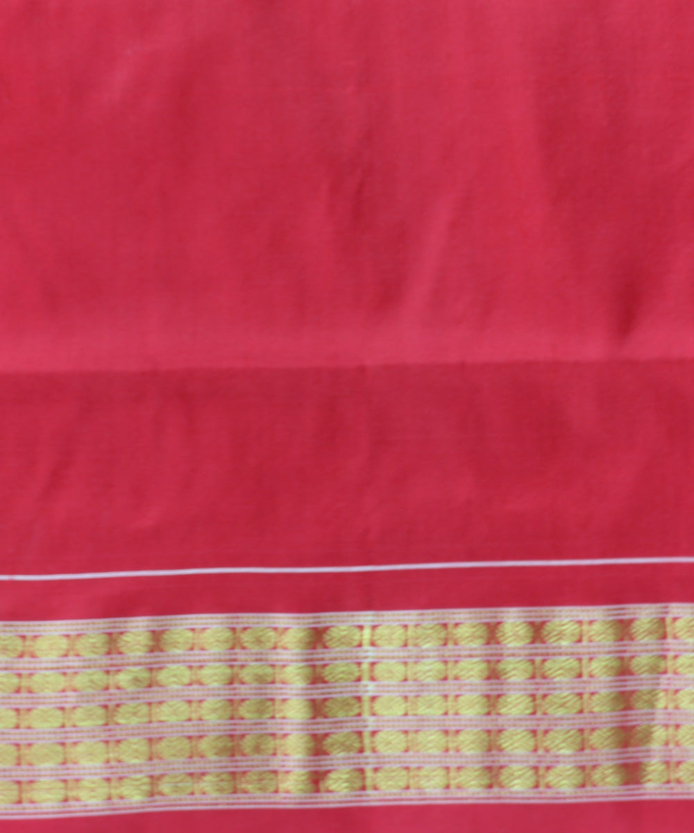 Pink dark red silk handloom sambalpuri saree