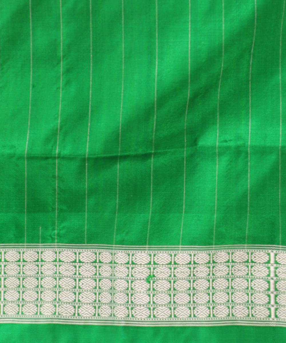 White dark green silk handloom sambalpuri saree