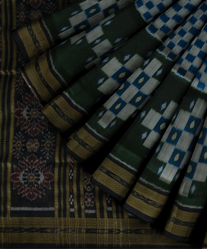 Multicolor black silk handwoven khandua saree