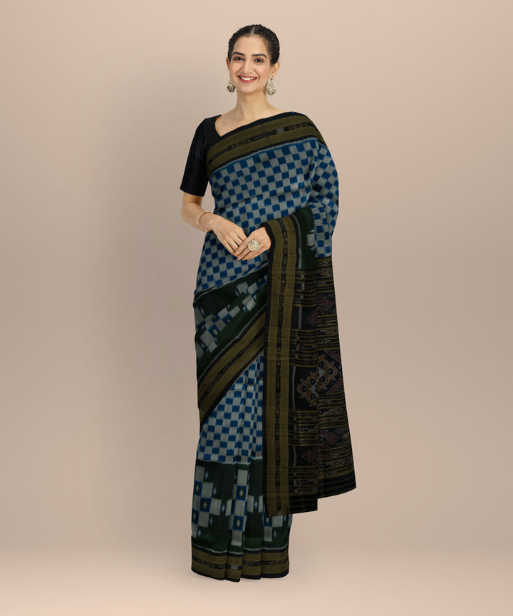 Multicolor black silk handwoven khandua saree