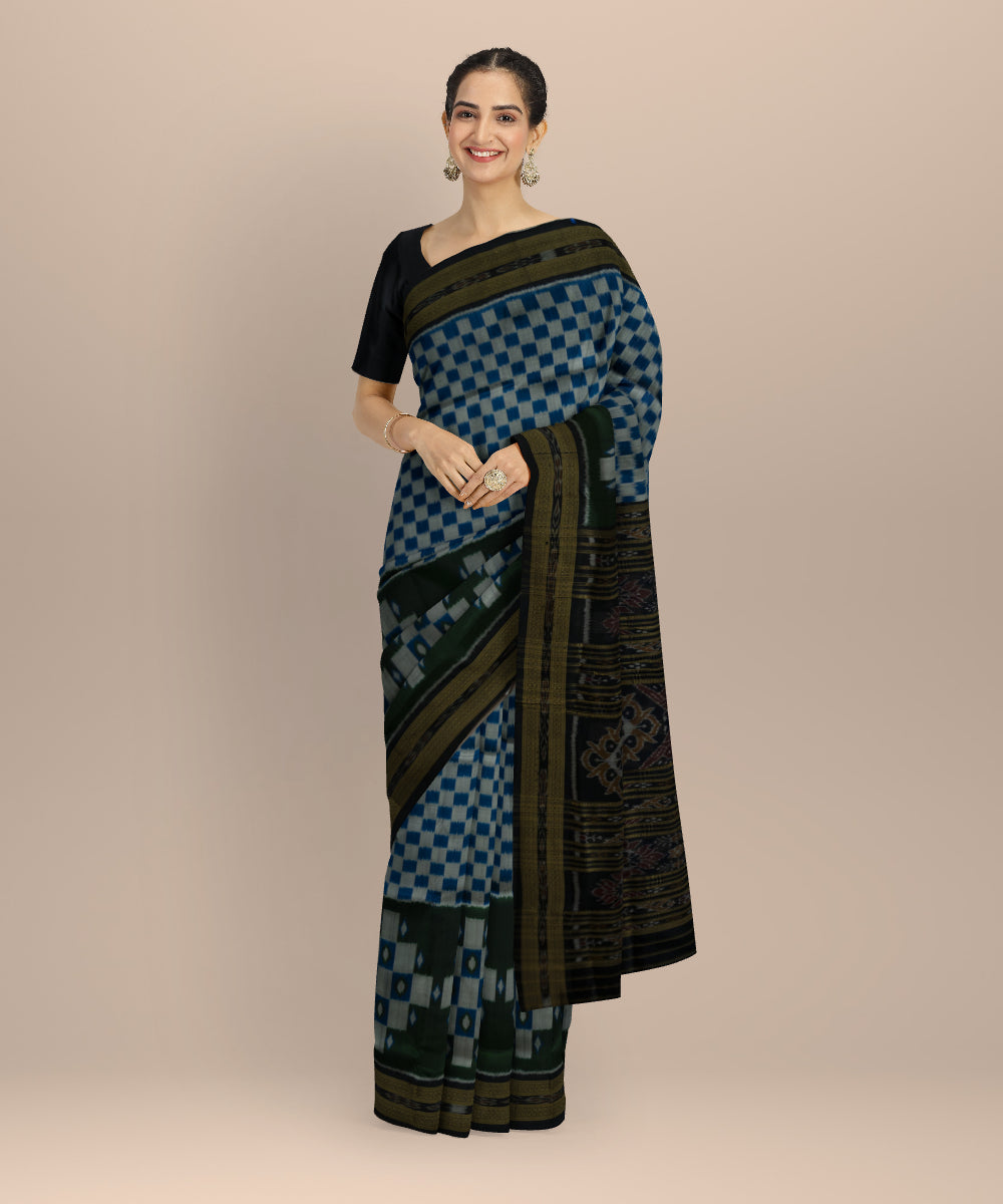 Multicolor black silk handwoven khandua saree
