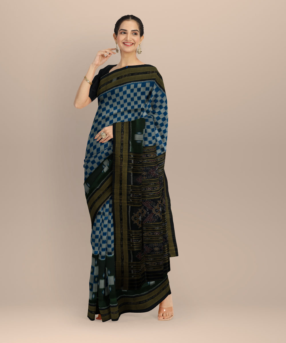 Multicolor black silk handwoven khandua saree