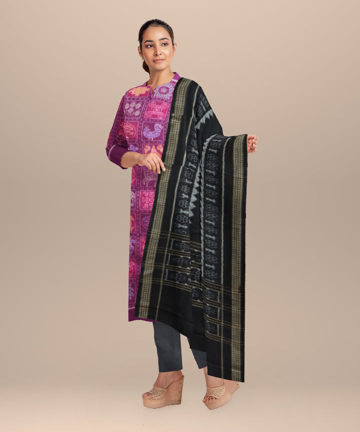 Purple black handloom cotton sambalpuri dress material